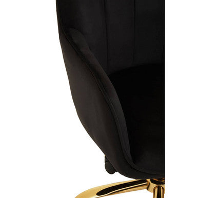 Brent Black Velvet Home Office Chair with Gold Finish Base