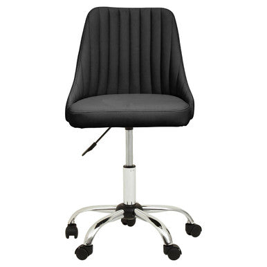 Brent Black Ribbed Fabric Home Office Chair with Chrome Finish Base