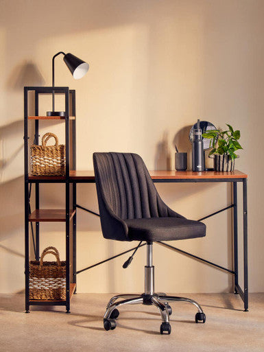 Brent Black Ribbed Fabric Home Office Chair with Chrome Finish Base
