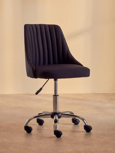 Brent Black Ribbed Fabric Home Office Chair with Chrome Finish Base