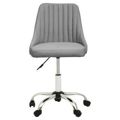 Brent Grey Leather Effect Home Office Chair with Chrome Finish Base