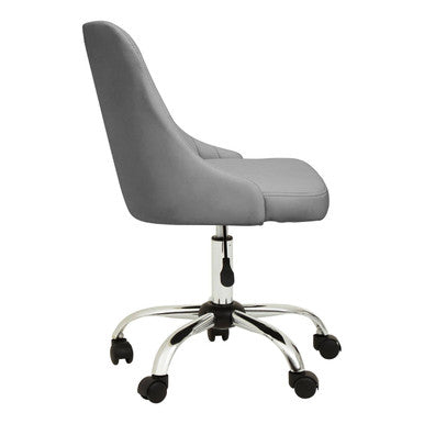 Brent Grey Leather Effect Home Office Chair with Chrome Finish Base