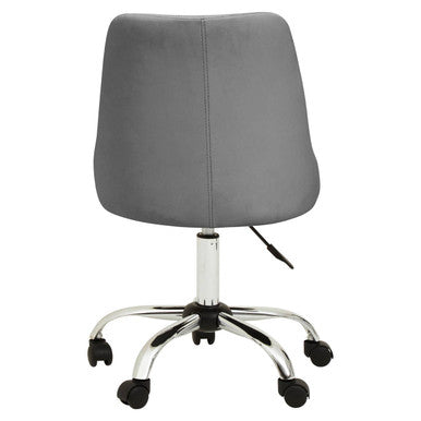 Brent Grey Leather Effect Home Office Chair with Chrome Finish Base