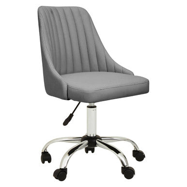 Brent Grey Leather Effect Home Office Chair with Chrome Finish Base