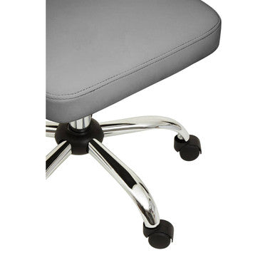 Brent Grey Leather Effect Home Office Chair with Chrome Finish Base