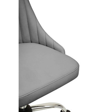Brent Grey Leather Effect Home Office Chair with Chrome Finish Base