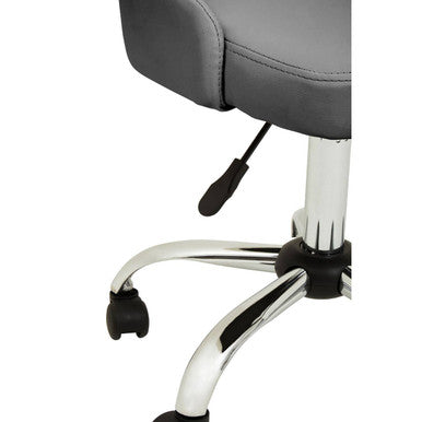 Brent Grey Leather Effect Home Office Chair with Chrome Finish Base