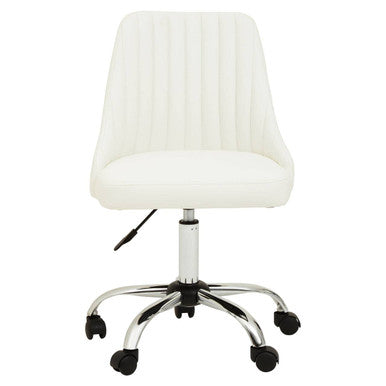 Brent Off White Leather Effect Home Office Chair with Chrome Finish Base