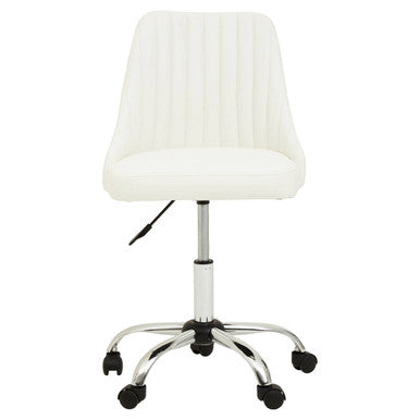 Brent Off White Leather Effect Home Office Chair with Chrome Finish Base