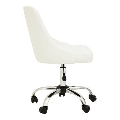 Brent Off White Leather Effect Home Office Chair with Chrome Finish Base