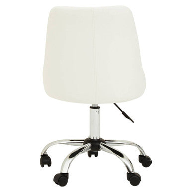 Brent Off White Leather Effect Home Office Chair with Chrome Finish Base
