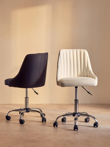 Brent Off White Leather Effect Home Office Chair with Chrome Finish Base