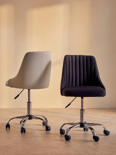 Brent Off White Leather Effect Home Office Chair with Chrome Finish Base