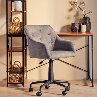 Brent Grey Fabric Home Office Chair with Black Finish Base