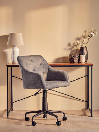 Brent Grey Fabric Home Office Chair with Black Finish Base