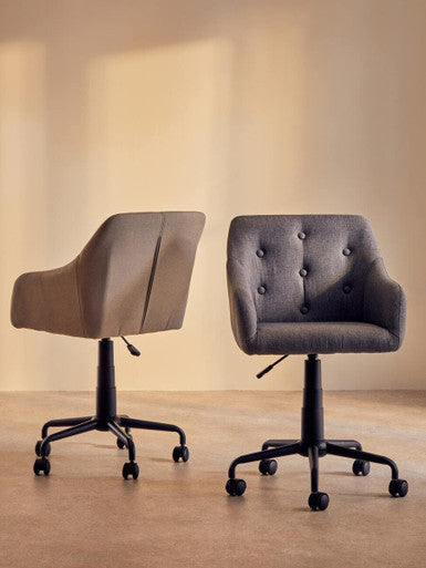 Brent Grey Fabric Home Office Chair with Black Finish Base