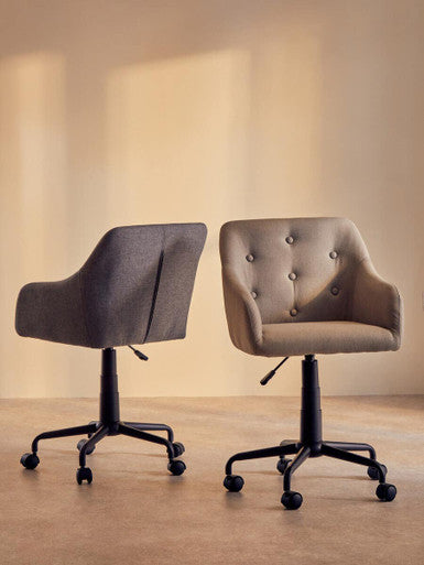 Brent Grey Fabric Home Office Chair with Black Finish Base