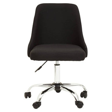 Brent Black Fabric Tufted Home Office Chair with Chrome Finish Base