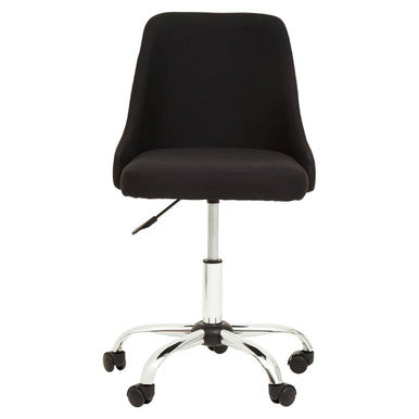 Brent Black Fabric Tufted Home Office Chair with Chrome Finish Base