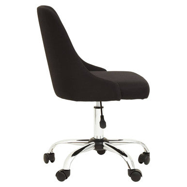 Brent Black Fabric Tufted Home Office Chair with Chrome Finish Base