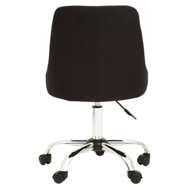 Brent Black Fabric Tufted Home Office Chair with Chrome Finish Base