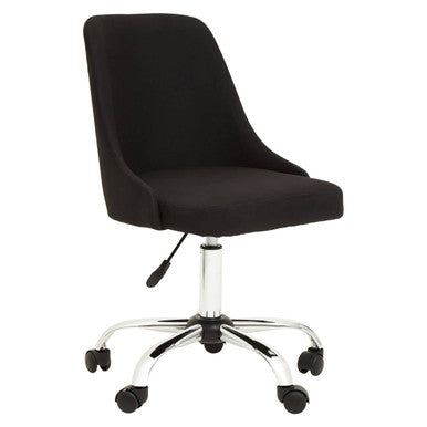 Brent Black Fabric Tufted Home Office Chair with Chrome Finish Base