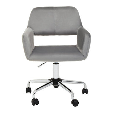 Brent Grey Velvet Home Office Chair with Chrome Finish Base
