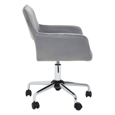 Brent Grey Velvet Home Office Chair with Chrome Finish Base