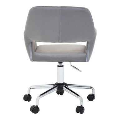 Brent Grey Velvet Home Office Chair with Chrome Finish Base