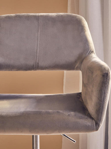 Brent Grey Velvet Home Office Chair with Chrome Finish Base