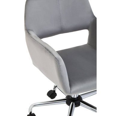 Brent Grey Velvet Home Office Chair with Chrome Finish Base