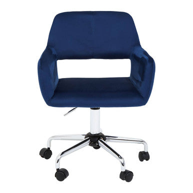 Brent Navy Velvet Home Office Chair with Chrome Finish Base
