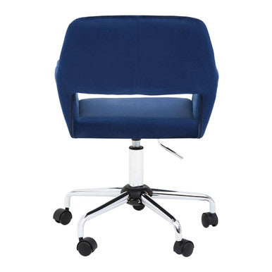 Brent Navy Velvet Home Office Chair with Chrome Finish Base
