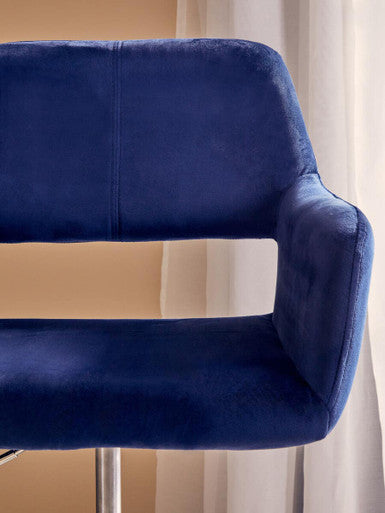 Brent Navy Velvet Home Office Chair with Chrome Finish Base