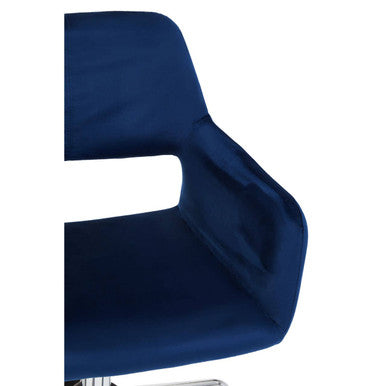 Brent Navy Velvet Home Office Chair with Chrome Finish Base