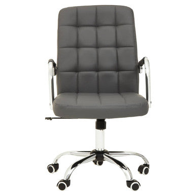 Brent Dark Grey Leather Effect High Back Home Office Chair