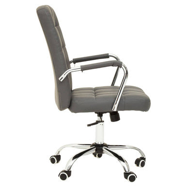 Brent Dark Grey Leather Effect High Back Home Office Chair