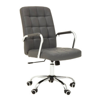 Brent Dark Grey Leather Effect High Back Home Office Chair