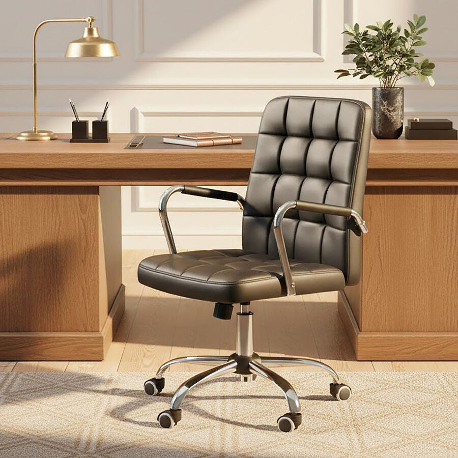 Brent Black Leather Effect High Back Home Office Chair