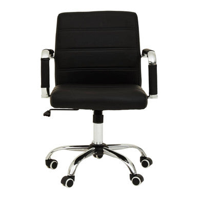 Brent Black Leather Effect Home Office Chair with Chrome Finish Arms and Base