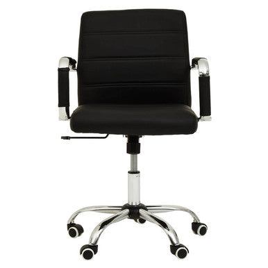 Brent Black Leather Effect Home Office Chair with Chrome Finish Arms and Base