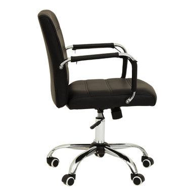 Brent Black Leather Effect Home Office Chair with Chrome Finish Arms and Base