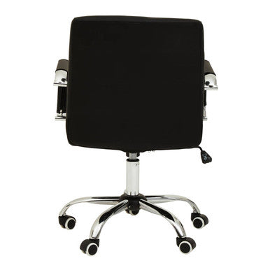 Brent Black Leather Effect Home Office Chair with Chrome Finish Arms and Base