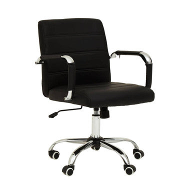 Brent Black Leather Effect Home Office Chair with Chrome Finish Arms and Base