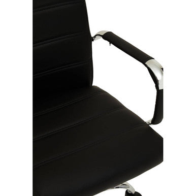 Brent Black Leather Effect Home Office Chair with Chrome Finish Arms and Base