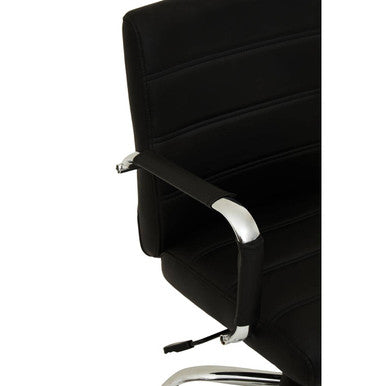 Brent Black Leather Effect Home Office Chair with Chrome Finish Arms and Base