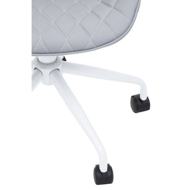 Brent Light Grey Leather Effect Home Office Chair with White Finish Base