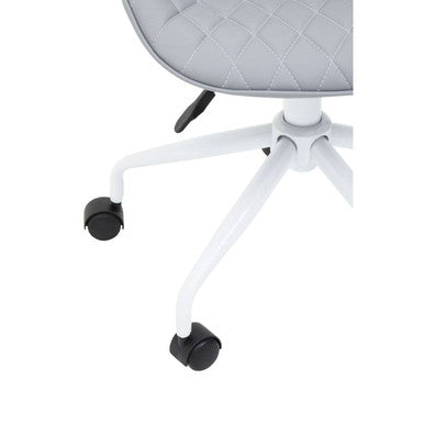 Brent Light Grey Leather Effect Home Office Chair with White Finish Base
