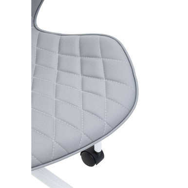 Brent Light Grey Leather Effect Home Office Chair with White Finish Base