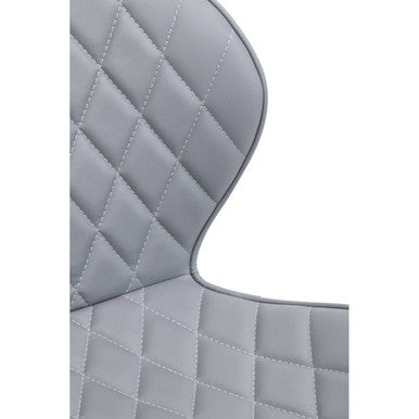 Brent Light Grey Leather Effect Home Office Chair with White Finish Base